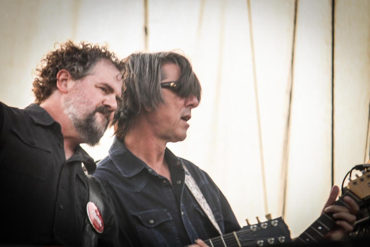 Patterson Hood and Mike Cooley of Drive-By Truckers performs at Maha Festival at Stinson Park in Omaha, Neb.