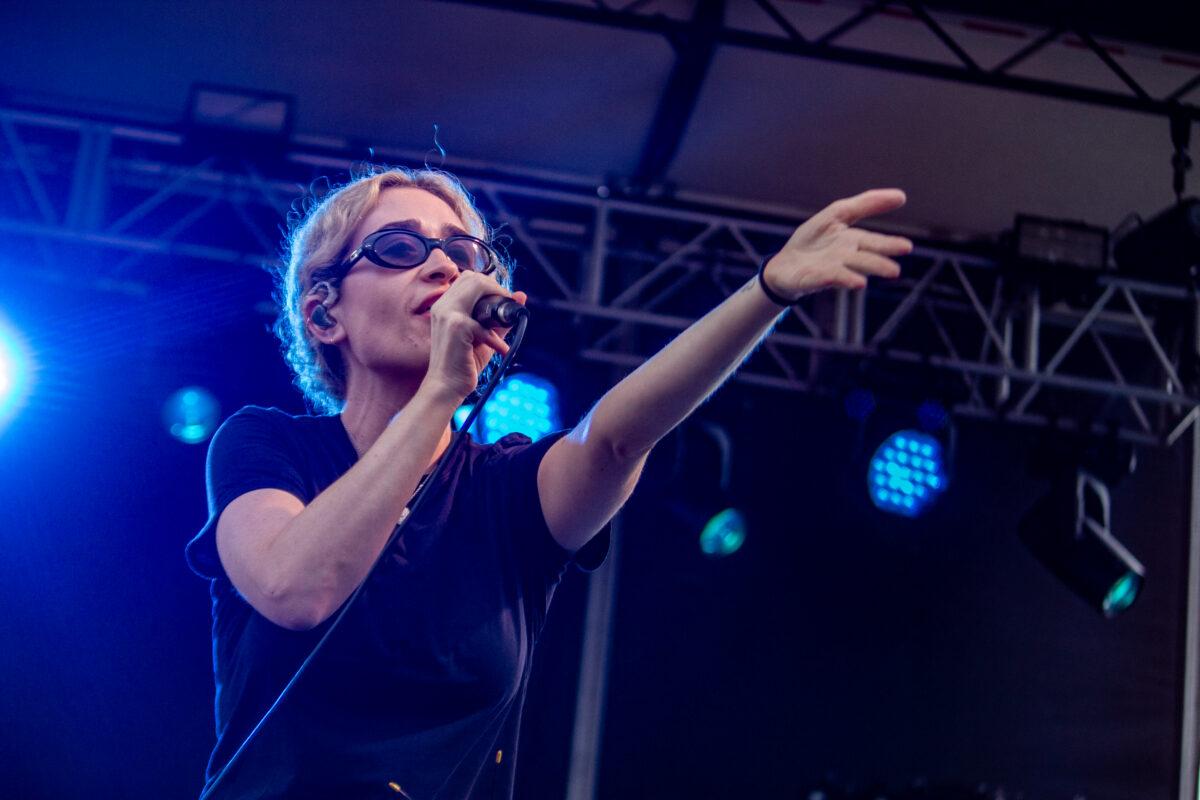 Singer-songwriter Blondshell performs at Maha Festival 2026 in Omaha.