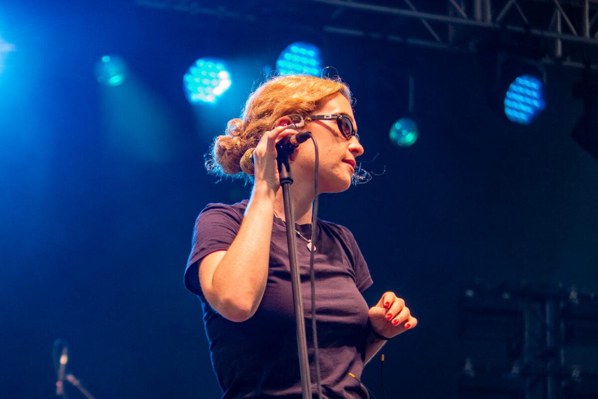 Singer-songwriter Blondshell performs at Maha Festival 2026 in Omaha.