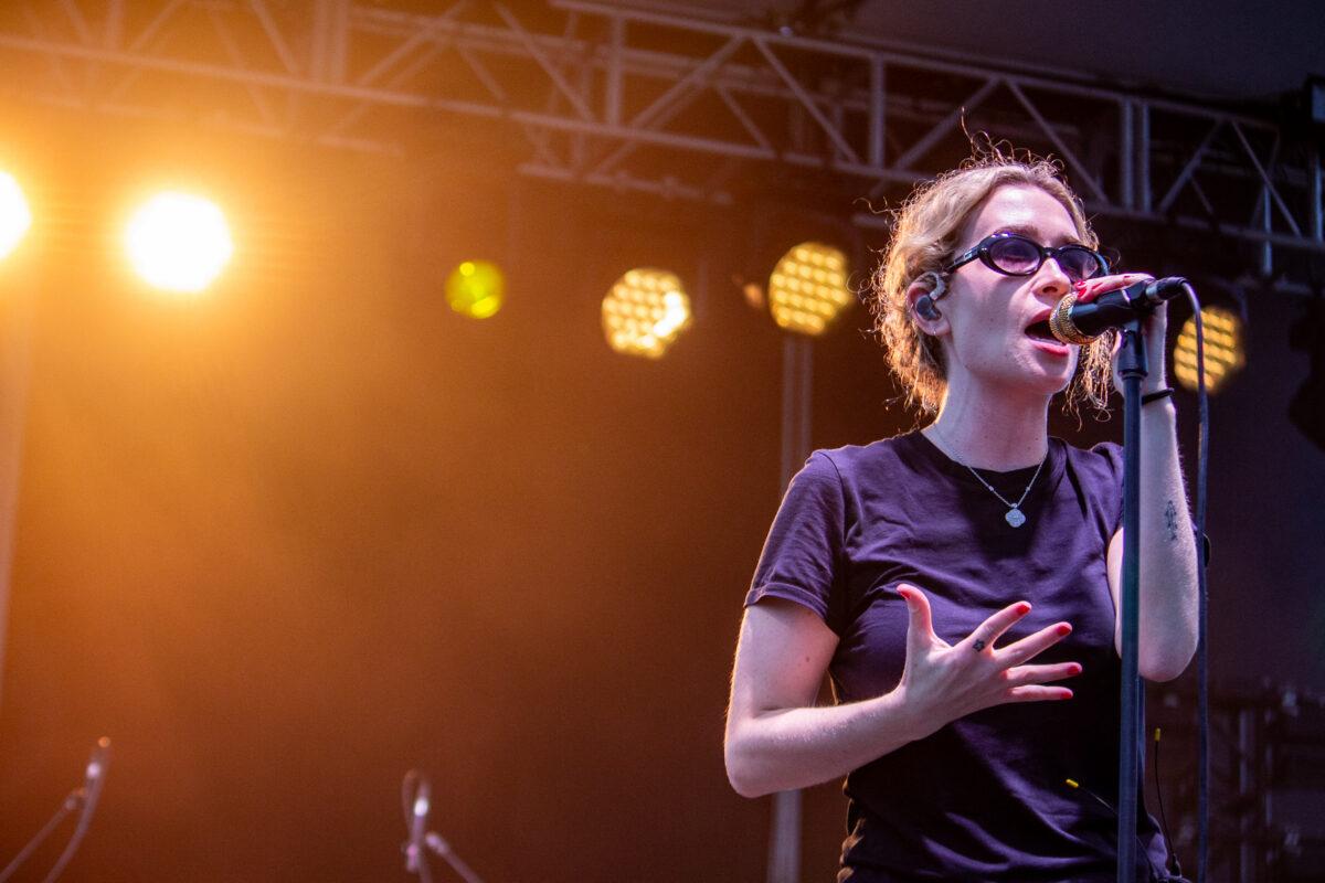 Singer-songwriter Blondshell performs at Maha Festival 2026 in Omaha.