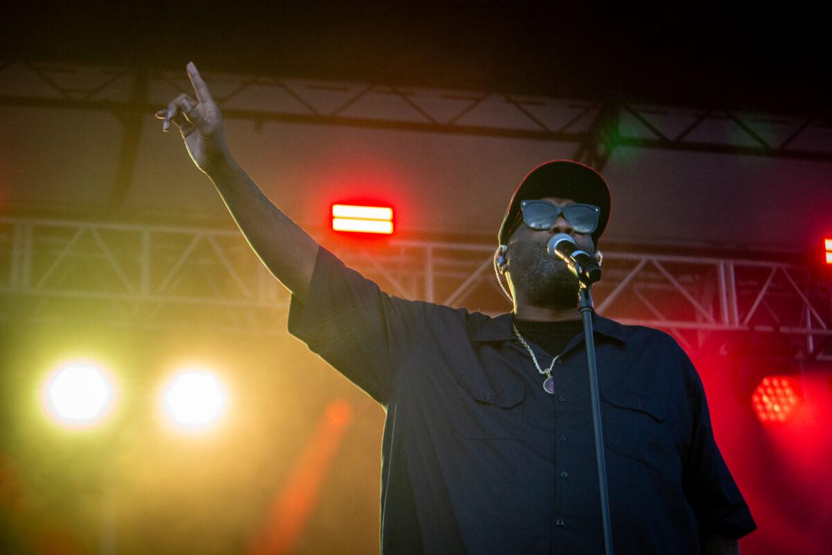 Rapper Killer Mike performs at Maha Festival 2026 in Omaha.