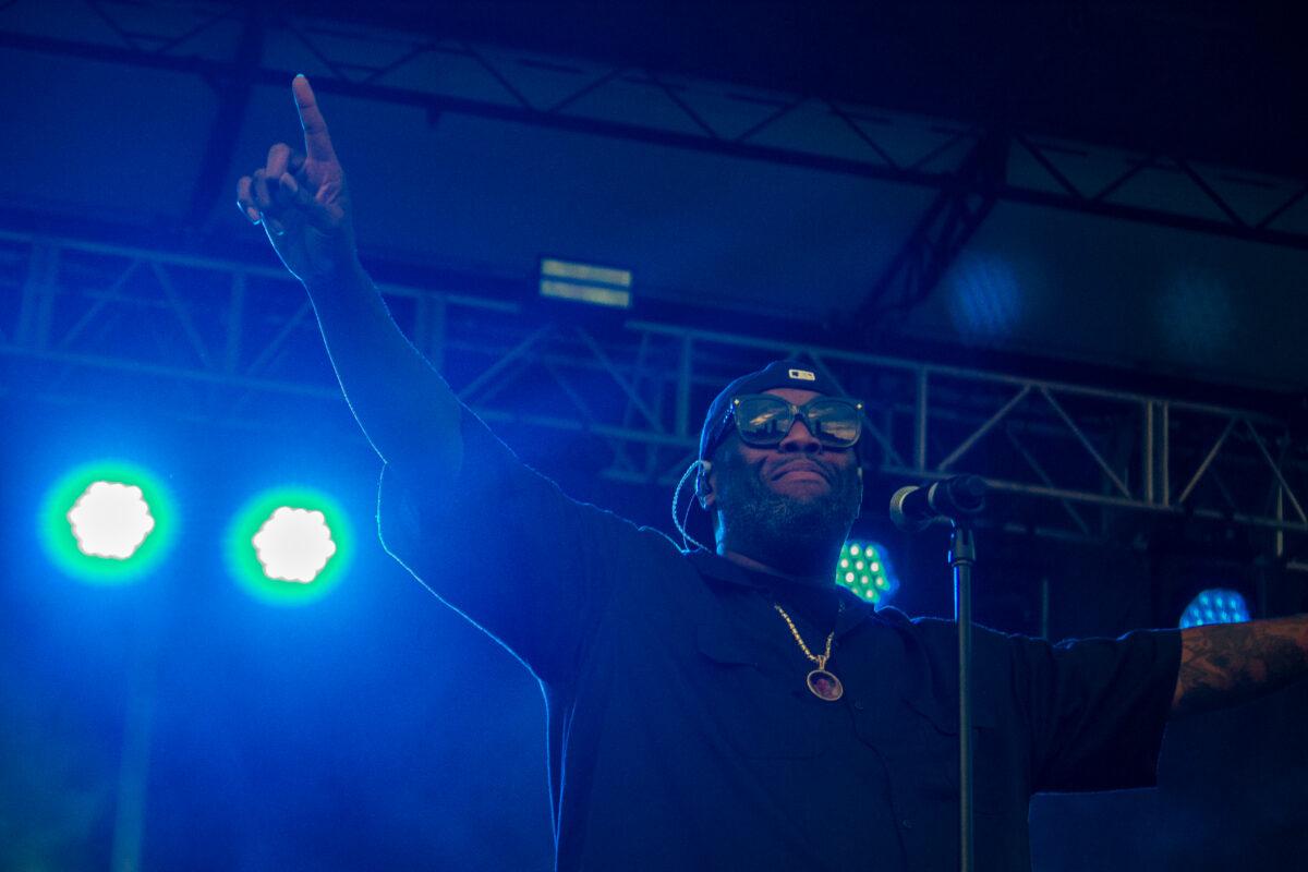 Rapper Killer Mike performs at Maha Festival 2026 in Omaha.