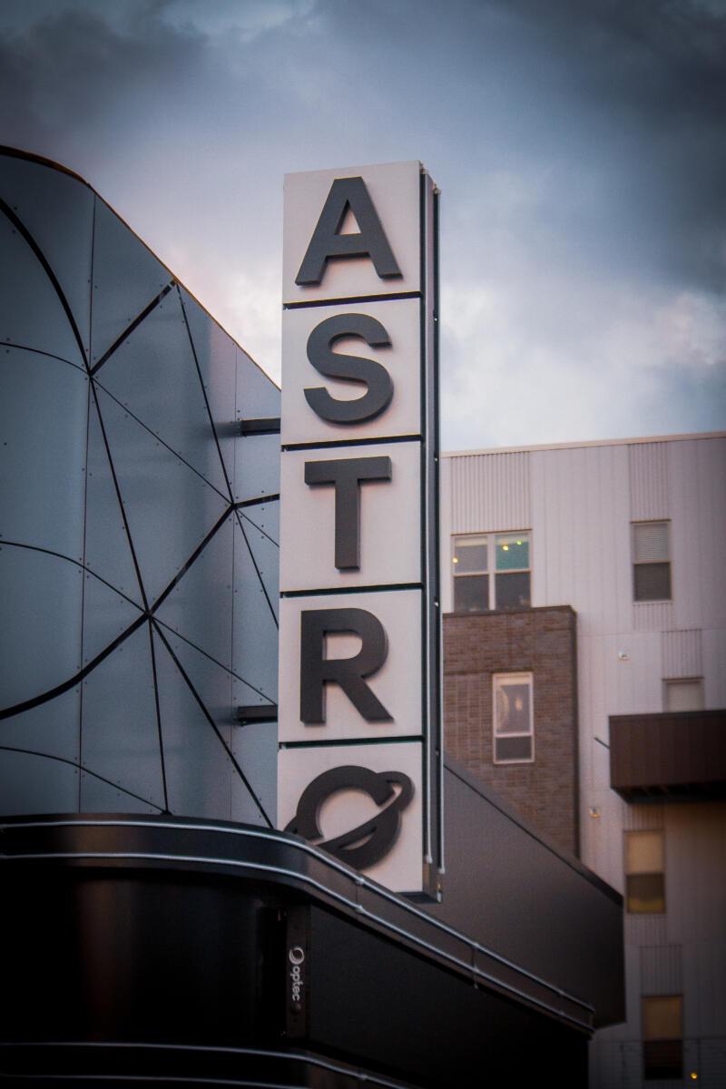 The Astro's sign hangs outside the venue. 